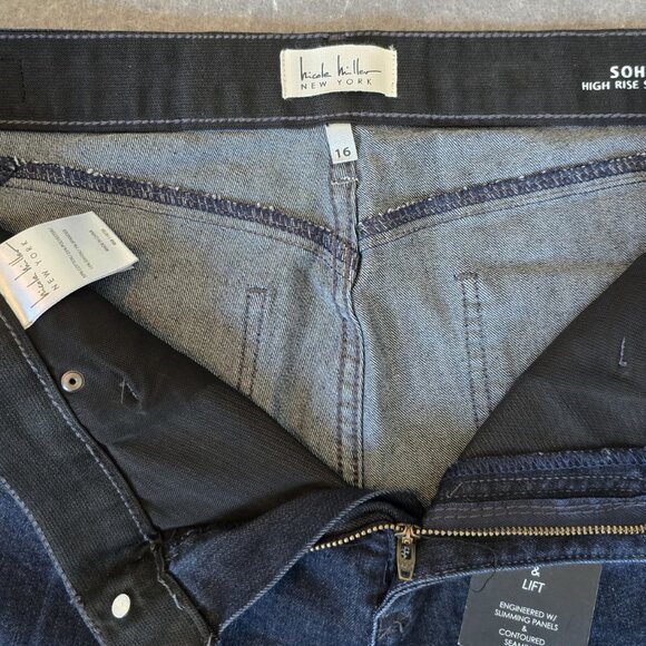 Nicole Miller SOHO High Rise Skinny Sculpt Shape & Lift Dark Denim Jeans Size 16 - Picture 5 of 12